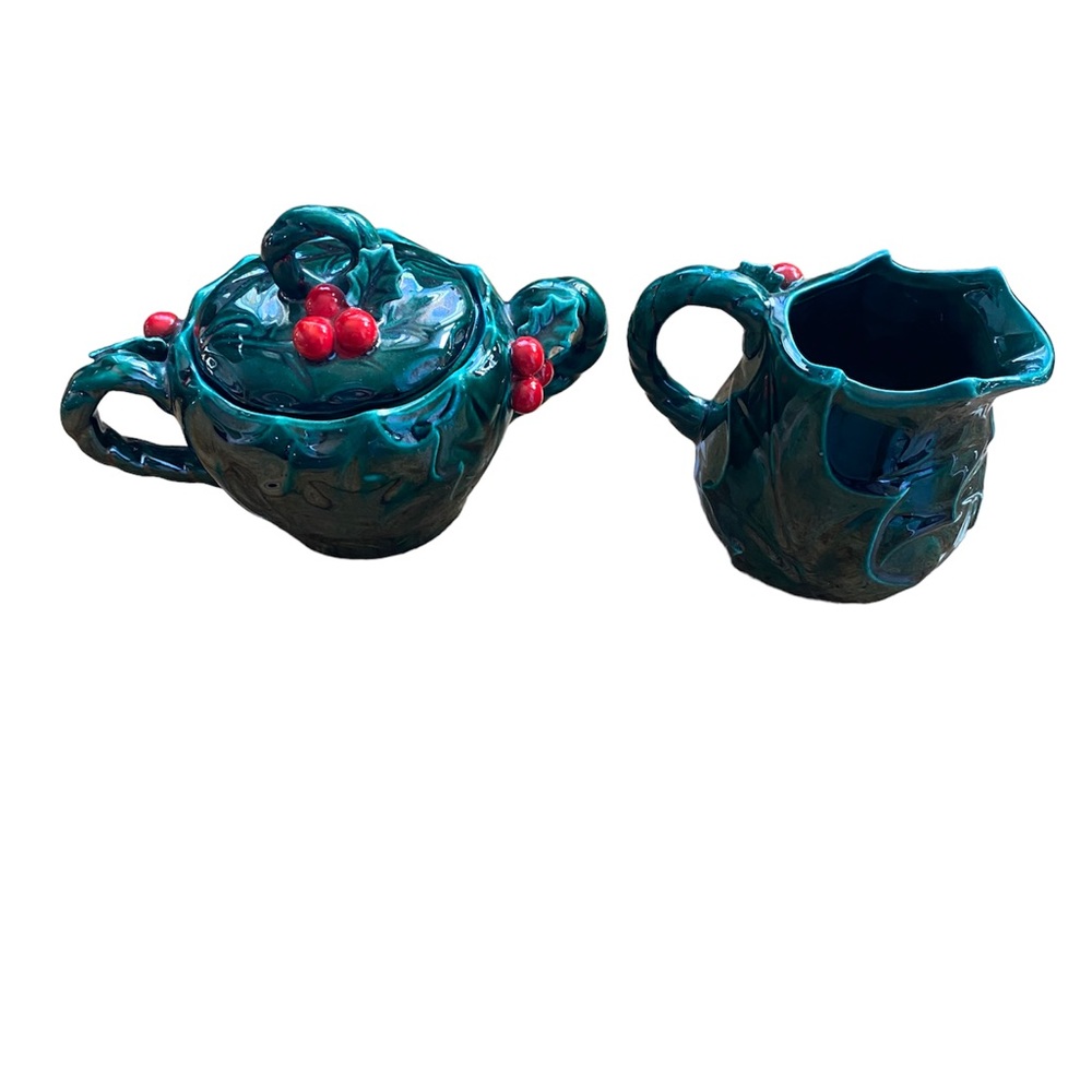 Lefton Holly and Berries sugar/creamer set #1355